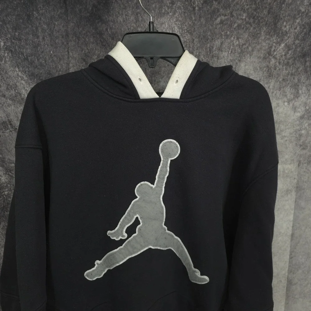 Jordan Hoodie Mens Large Black Jumpman Graphic Fleece Pullover Hooded Sweatshirt